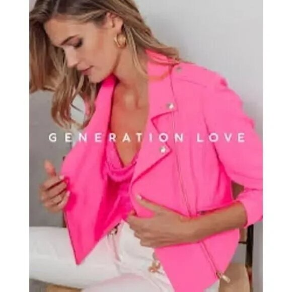 Generation Love Colleen Crepe Moto Jacket Blazer in Ultra Pink Size S NWT - Picture 3 of 6